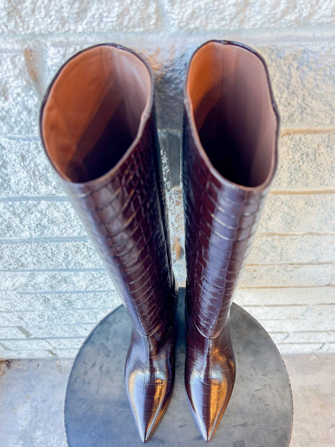 Paris Texas Women's Stiletto Heel Leather Boots in ebony - women's shoe - alternate view