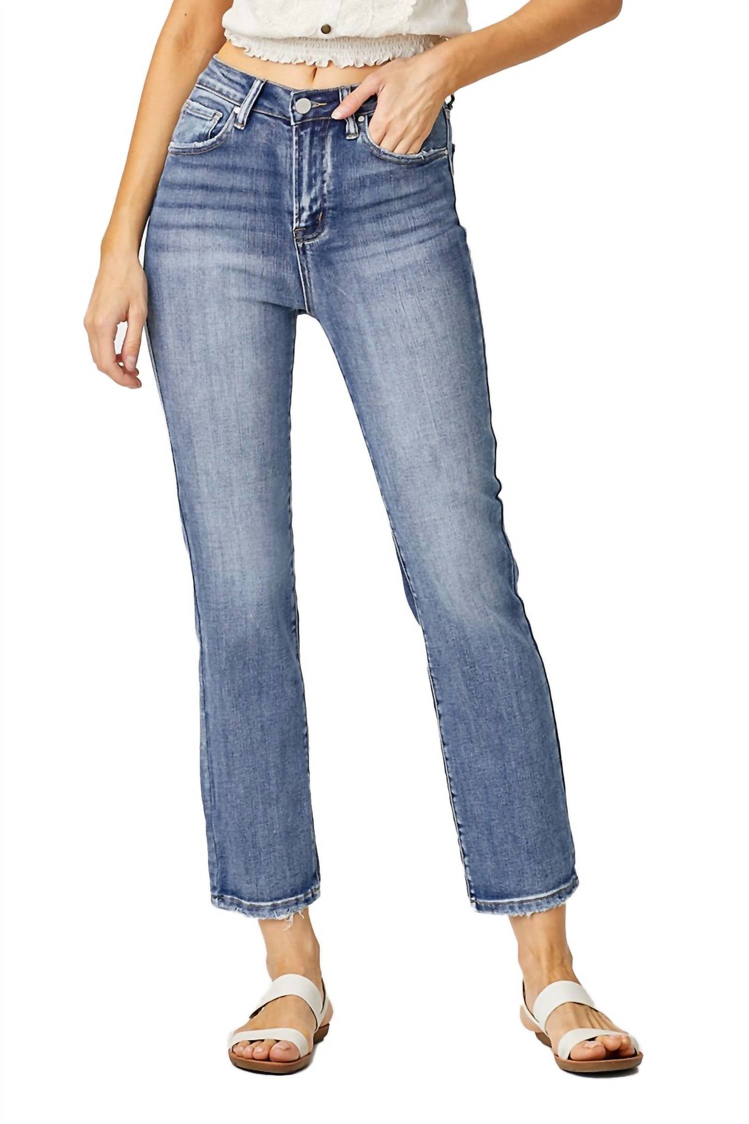 Risen - Traci High Rise Crop Straight Jeans