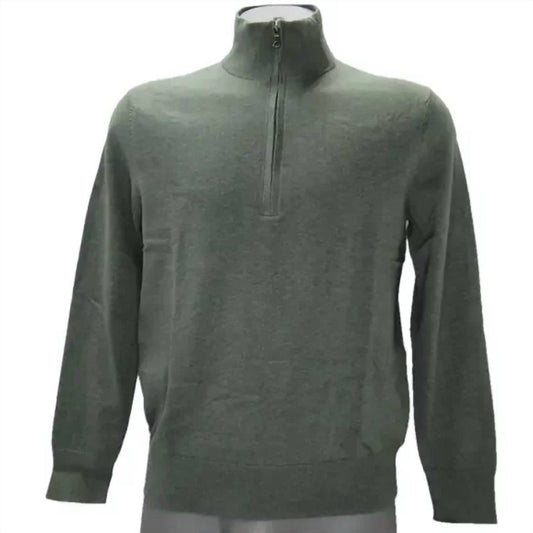 Brooks Brothers - Men's Half Zip Pullover Combed Cotton Sweater