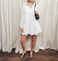DELUC Gomera Mini Shirt Dress in white - women's dress - alternate view