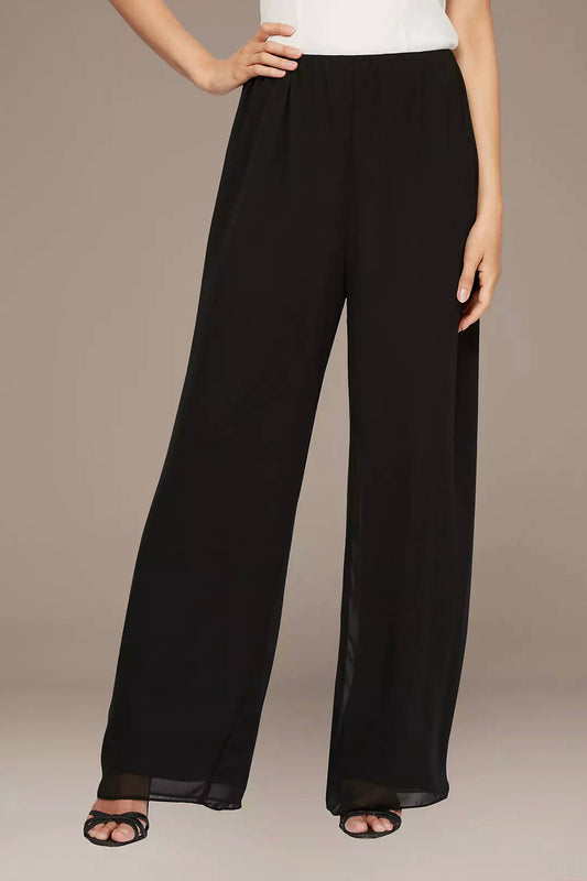 Alex Evenings - Full Length Straight Leg Chiffon Pants