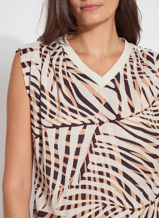 Lysse - Aura Rib Trim Printed Top