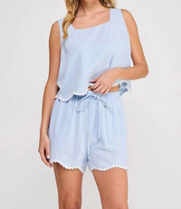 Allie Rose - Women's Wavy Crochet Trim Top