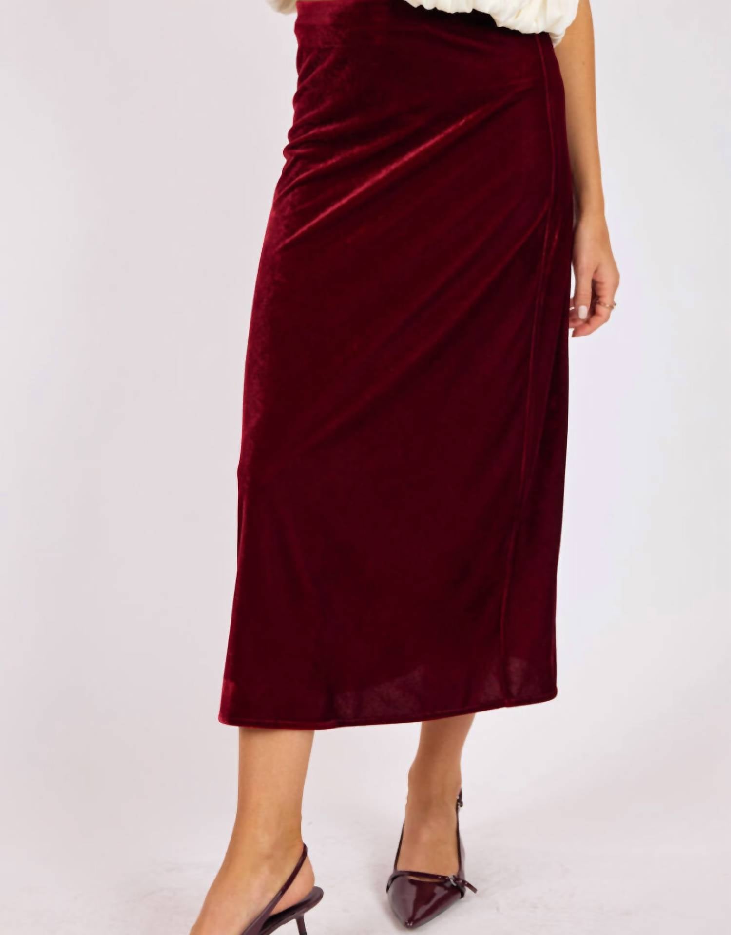 Sage The Label - Twilight Spell Stretch Velvet Bias Midi Skirt