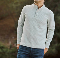 Flags & Anthem Silverton Quilted Snap Mock Neck Sweater in light grey heather - men's sweater