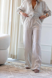 House of Dagmar Relaxed Straight Trousers in cream white - women's pants - alternate view