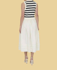 Zoe And Claire - Mixed Media Stripe Midi Dress