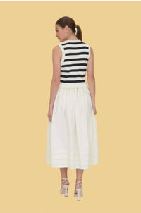 Zoe And Claire - Mixed Media Stripe Midi Dress