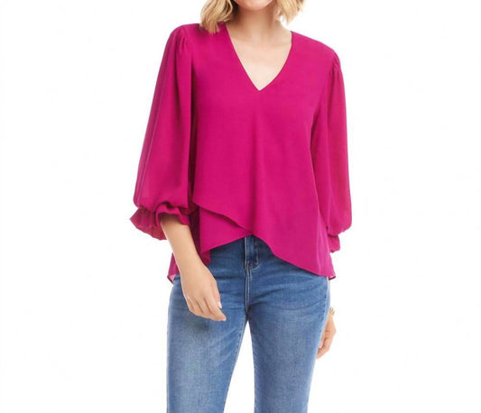 Karen Kane - Layered Sleeve Asymmetric Top