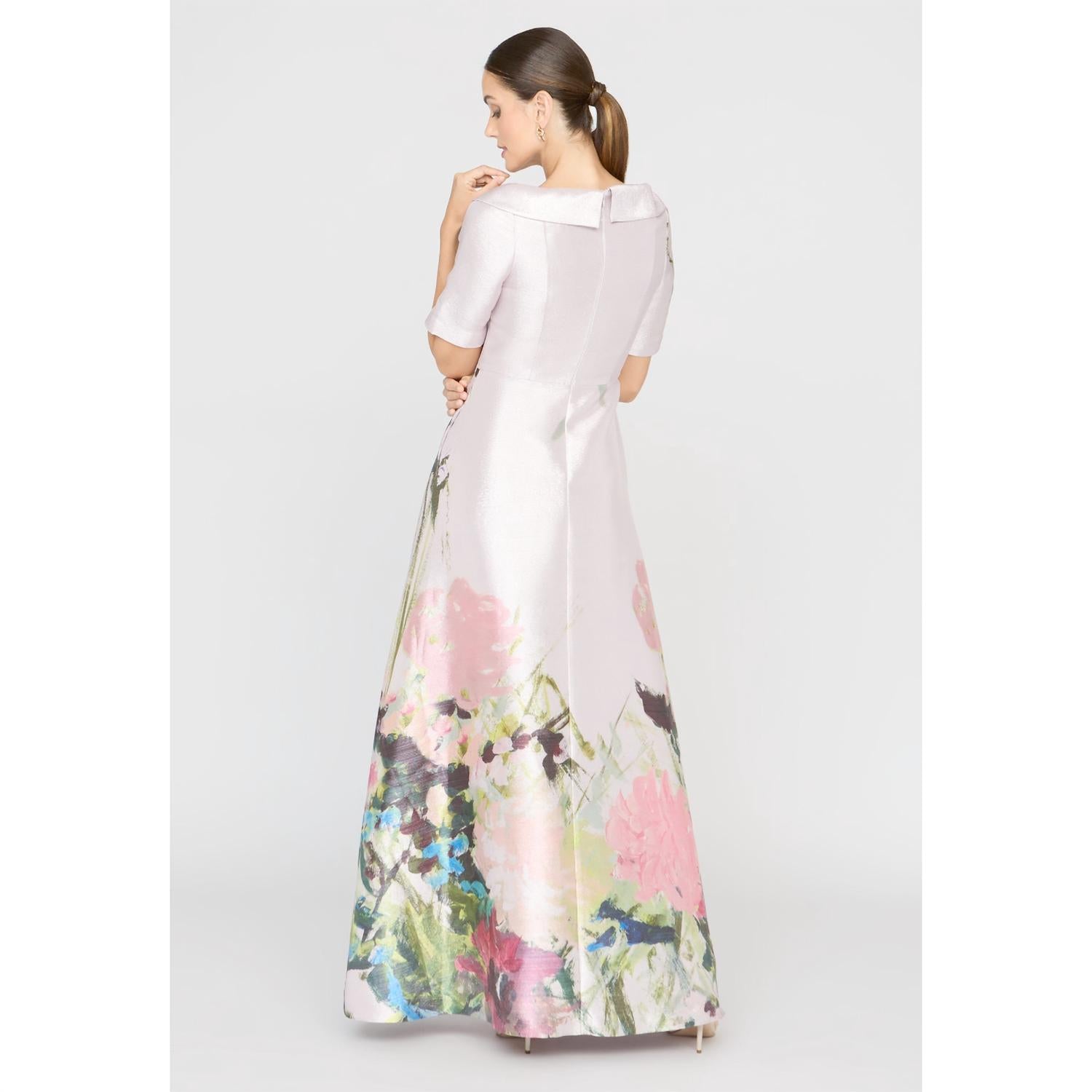 Kay Unger - Coco Pleated Crossover Collar Gown