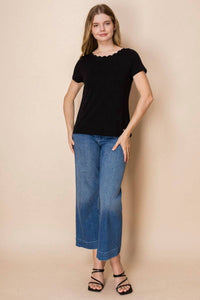 White Birch - Short Sleeve Solid Knit Top