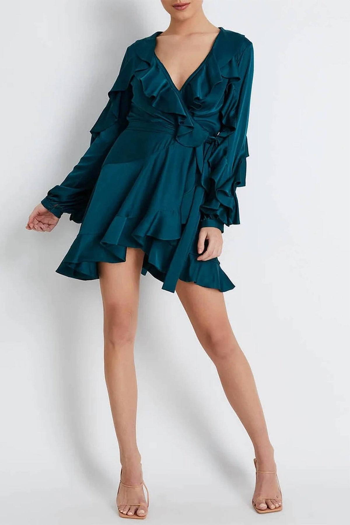 Patbo - Ruffle Sleeve Mini Wrap Dress