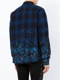 Amiri Crystal Painter Flannel Button Down Shirt in navy black - men's shirt - alternate view