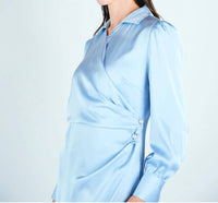 John Abgin - Satin Wrap Pearl Detail Maxi Dress