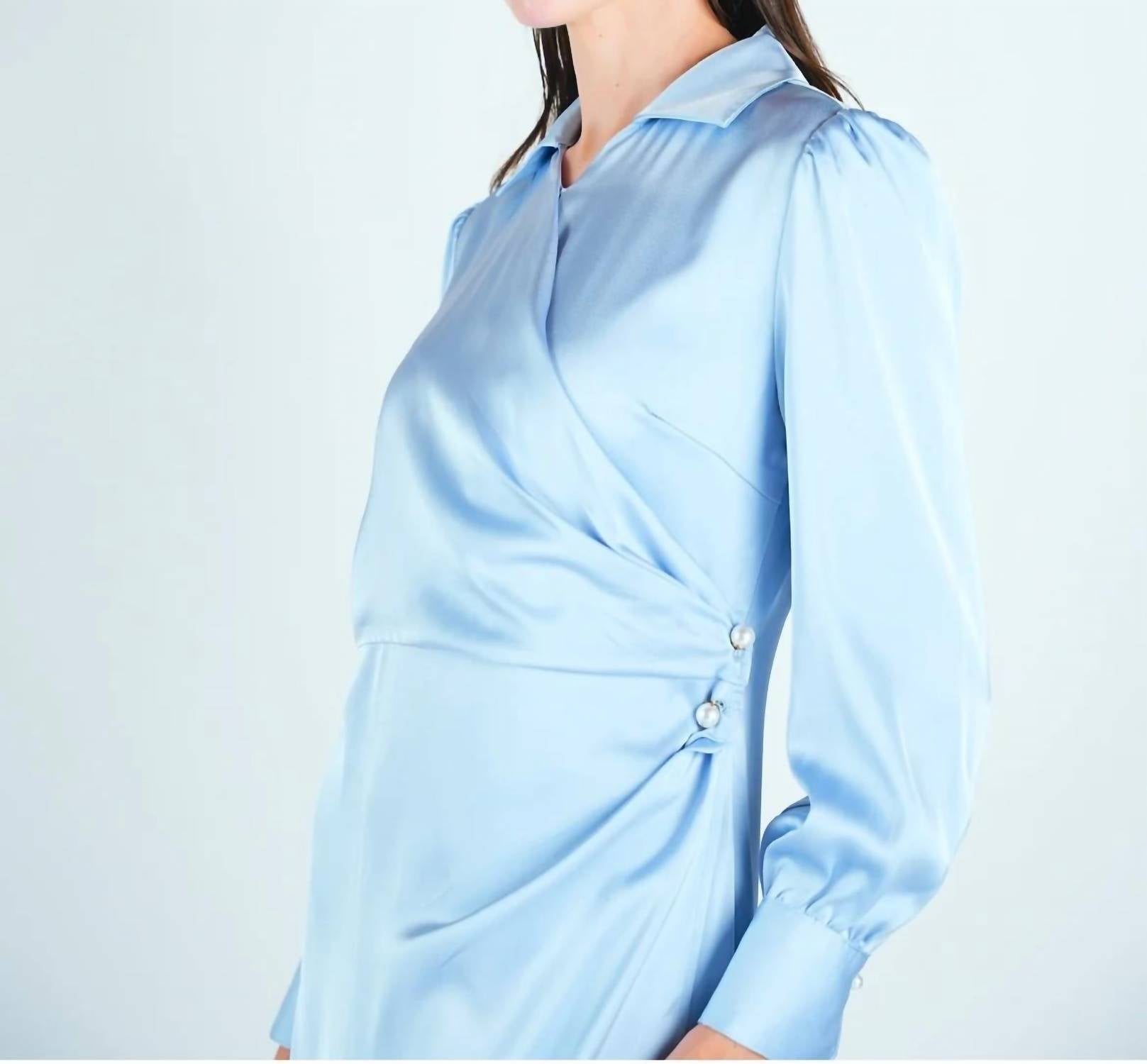 John Abgin - Satin Wrap Pearl Detail Maxi Dress