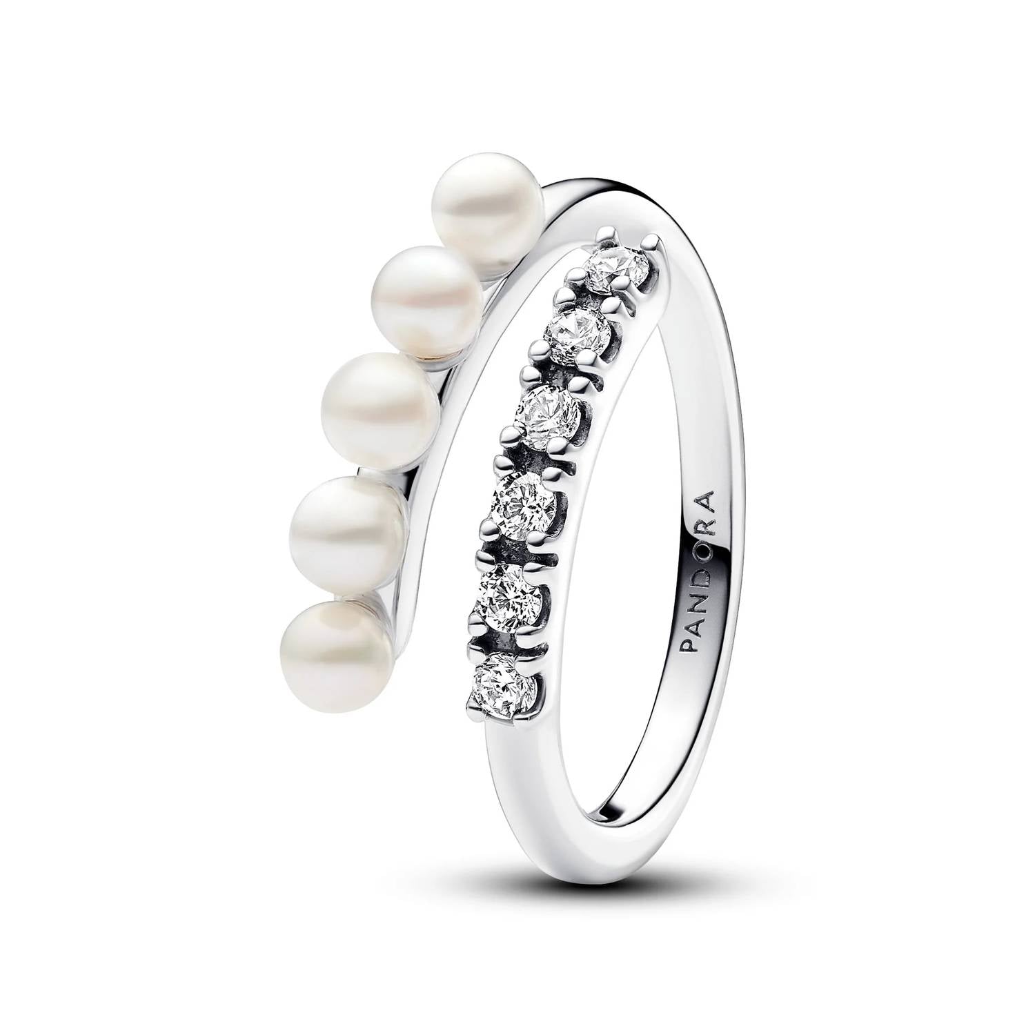 Pandora - Treated Freshwater Cultured Pearls & Pavé Open Ring