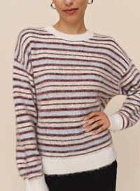 Bella Dahl Striped Crew Neck Sweater in frosty stripe - women's sweater - view 5