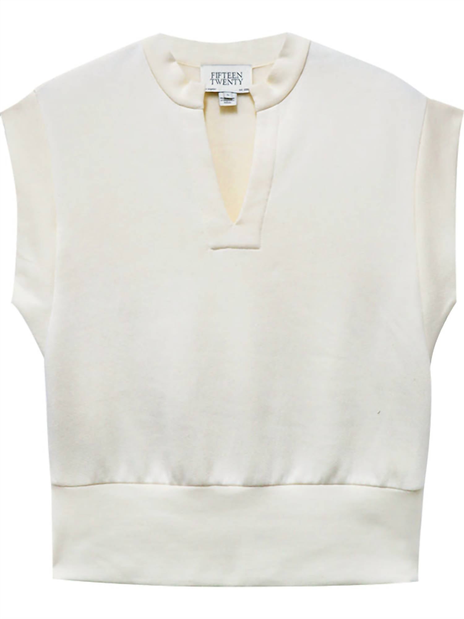 Fifteen Twenty Morgan V Neck Top in cream 1 - women's t-shirt - view 4