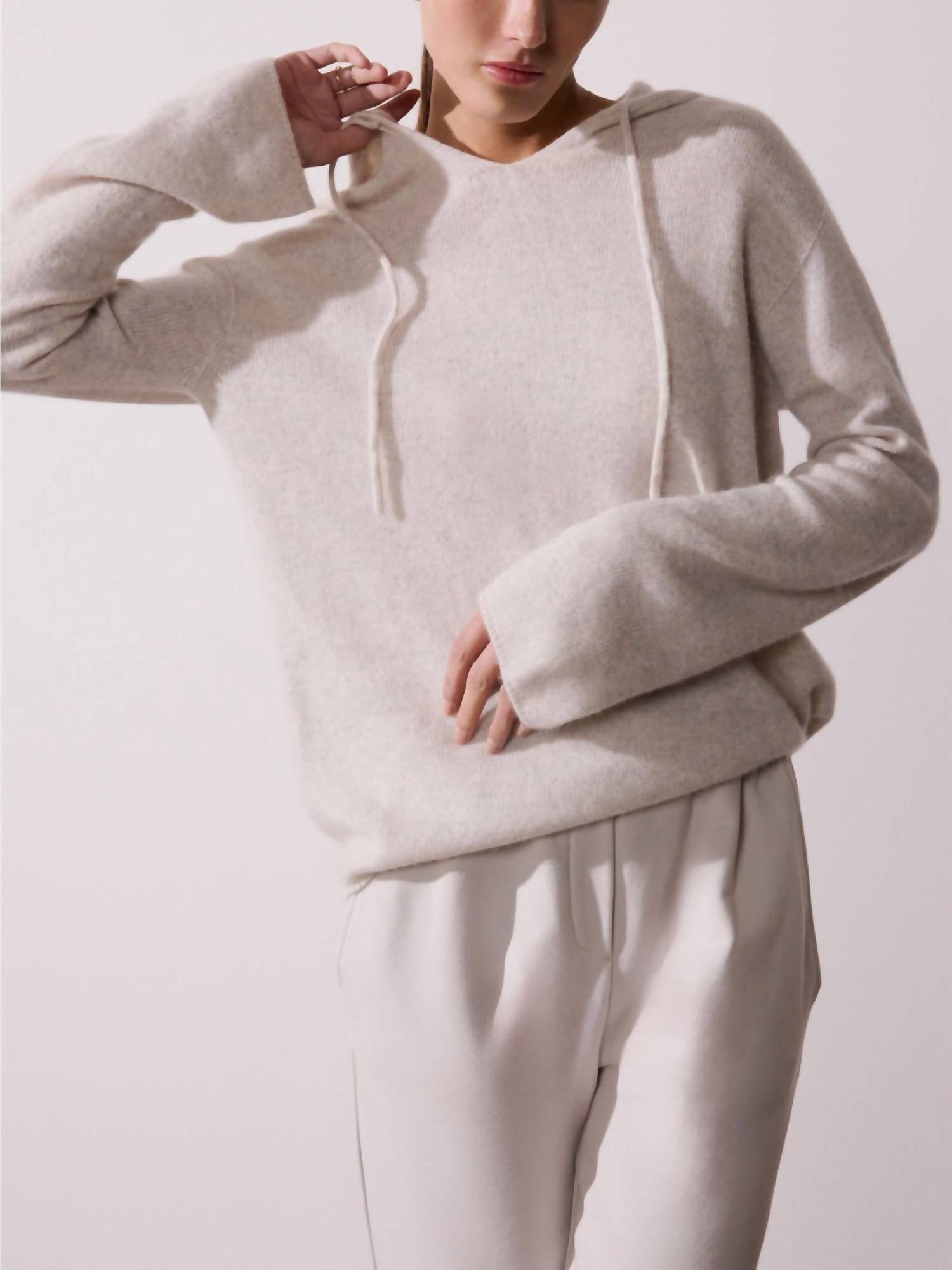 Brochu Walker Cashmere Seamless Hoodie in mist melange - women's top - view 7