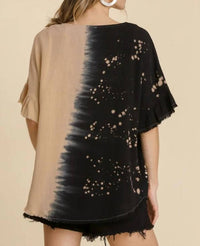 Umgee - Dip Dye Ruffle Sleeve Top