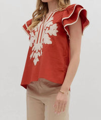 entro Drama in the Details Top in the details top in cinnamon - women's blouse - alternate view