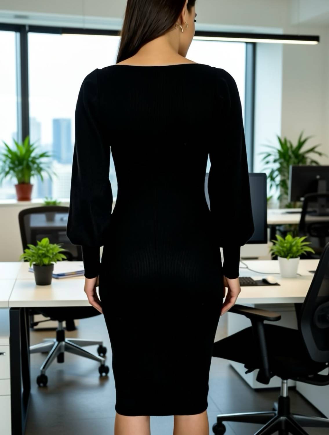 Tahari - Ribbed Knit Sweater Dress