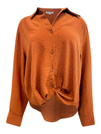 Meet Me in Santorini Women's Sunset Button Up Blouse in santorini women s sunset button up blouse in rust - women's blouse