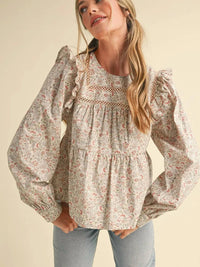 &Merci - Ruffled Puff Sleeve Top