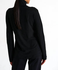 SHAN Classic Turtleneck Top in caviar 1 - women's long sleeve top - detail view