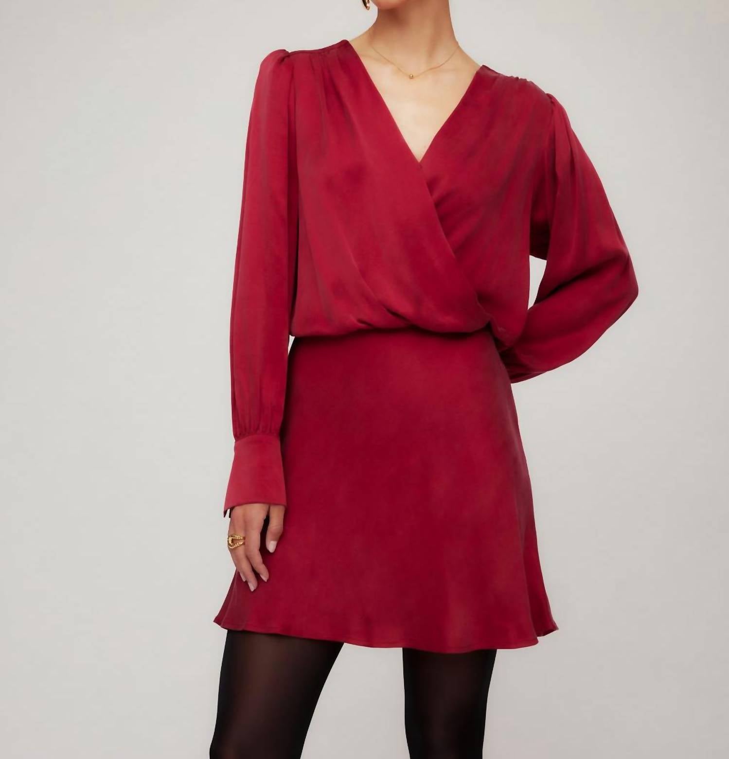 Fifteen Twenty Denise Drape Front Mini Dress in brick - women's dress - view 7