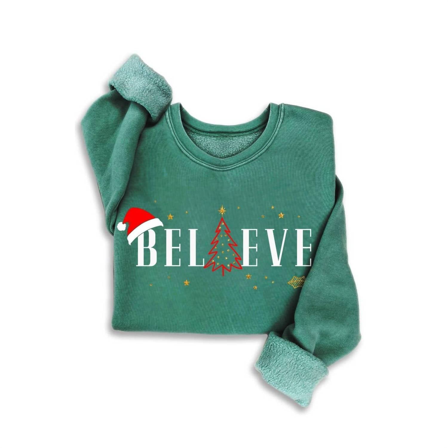 Hrt & Luv - Women's Holiday Believe Glitter Mineral Sweatshirt