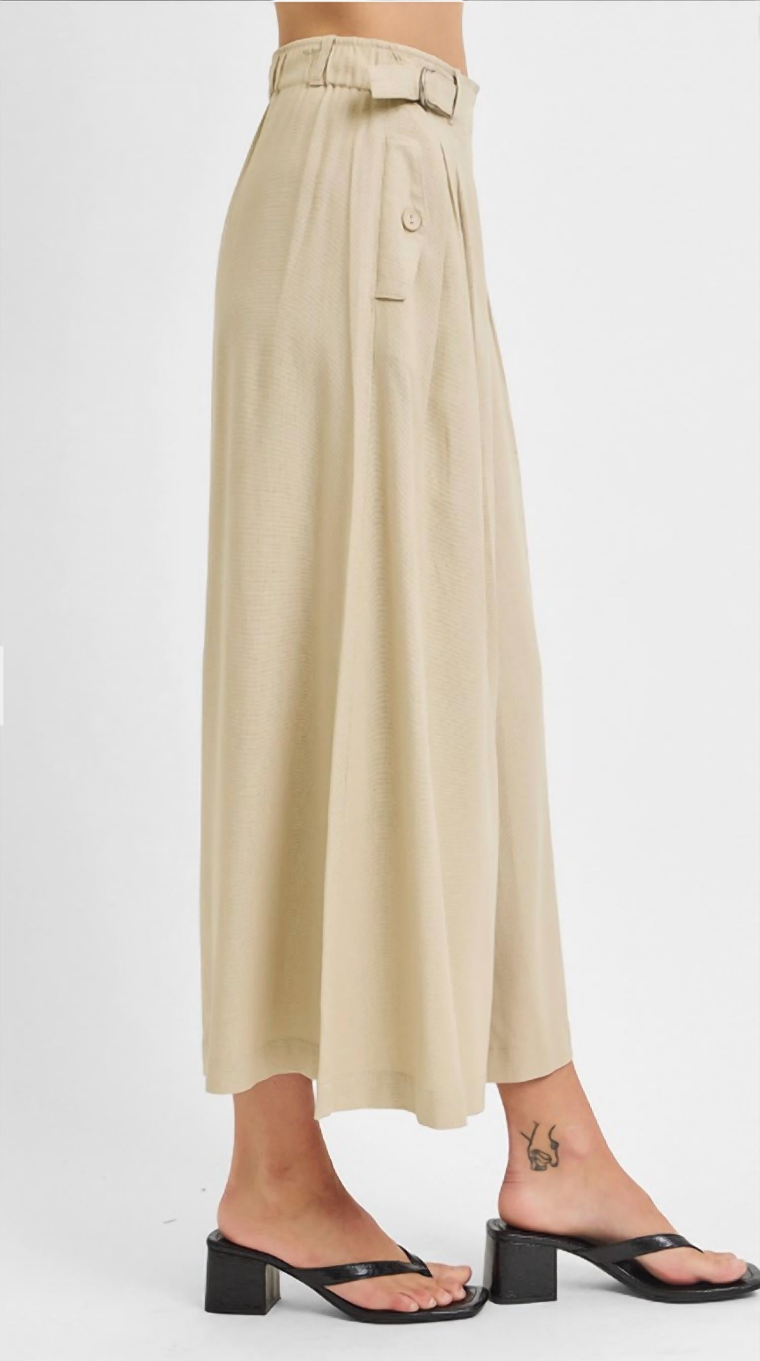 RISEN Wide Leg Linen Pants in beige - women's pants - detail view