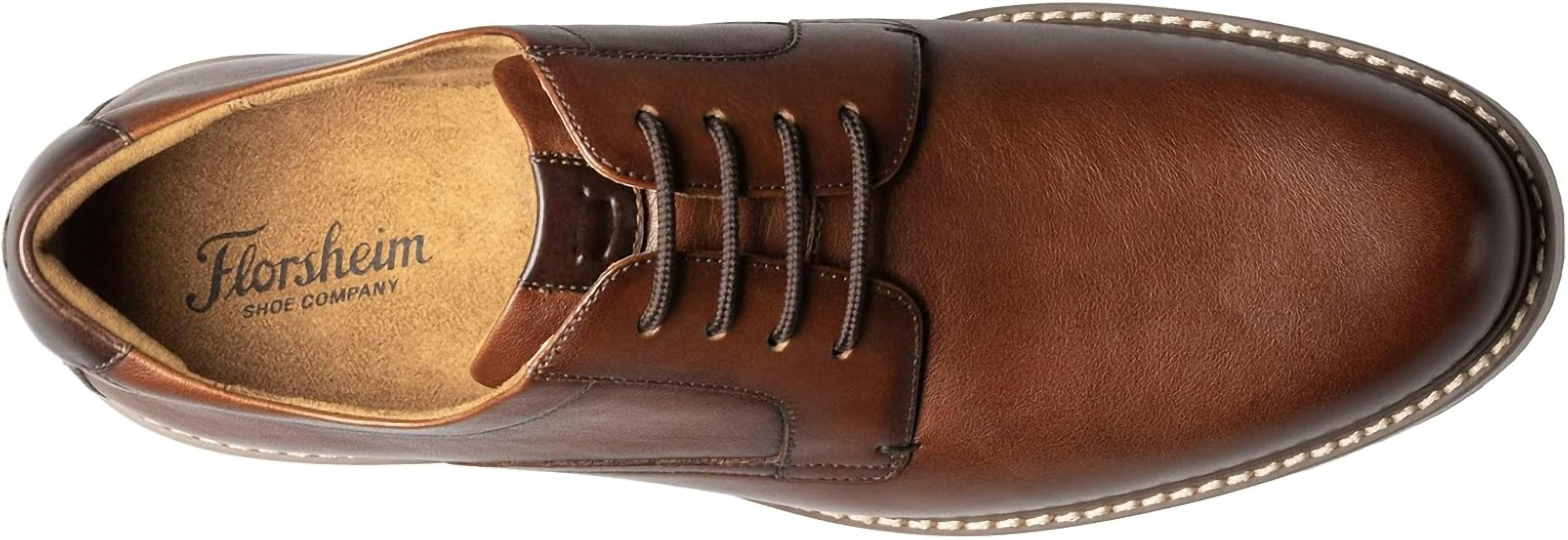 Florsheim Men's Norwal Plain Toe Oxford Shoes in congac - men's shoe - view 4