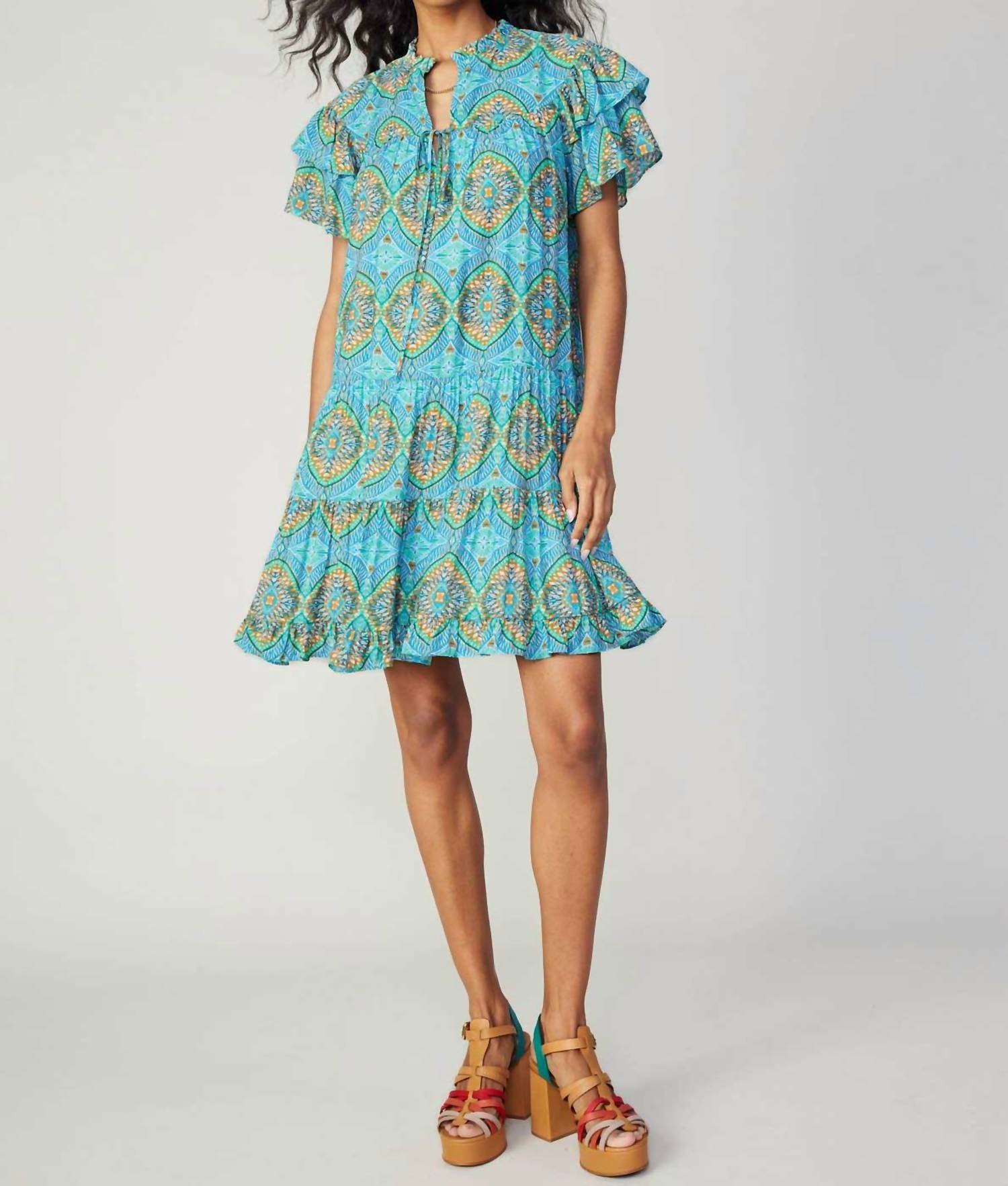 Current Air - Bohemian Printed Tiered Mini Dress