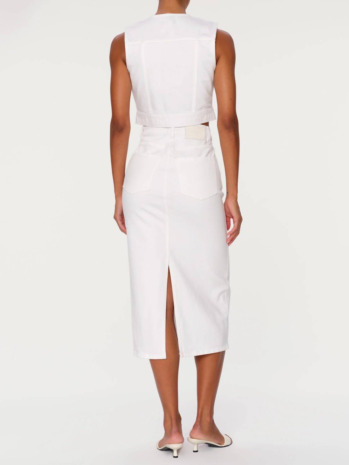 DL1961 - Women's Lexie Button Front Midi Skirt in white - women's skirt - detail view