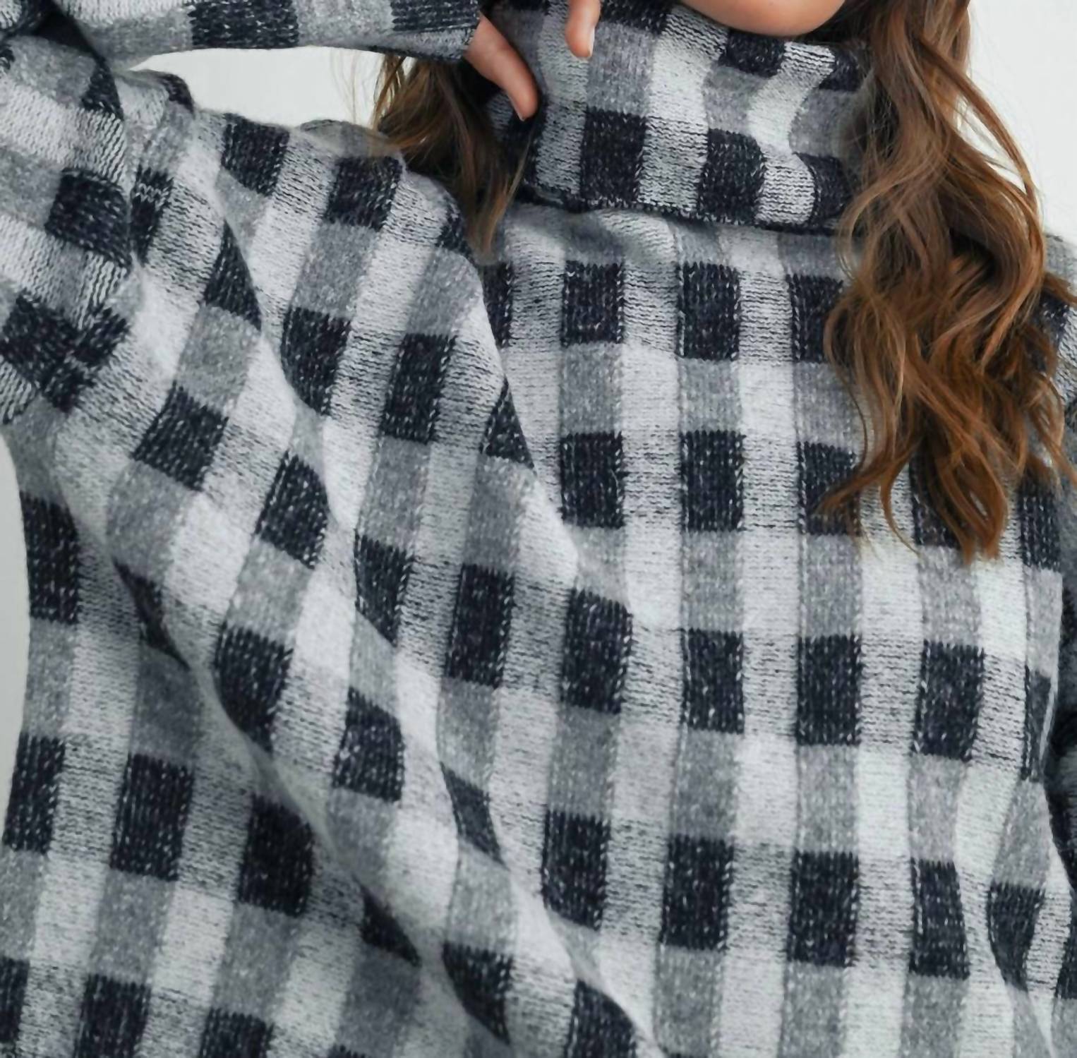 Buttermelon - Sanders Check Turtleneck Sweater Top