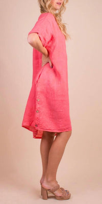 Gigi Moda - Bobbio Linen Short Sleeve Midi Dress