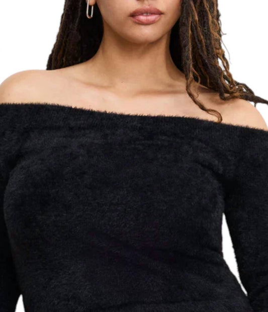 Good American - Plush Off Shoulder Long Sleeve Sweater