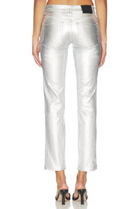 Free People Oracle Metallic Low-rise Slim Straight Jeans in divine 1 - women's jeans - view 4