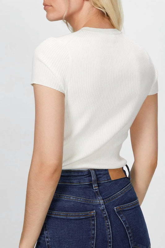 RIBBED MINI V NECK TEE