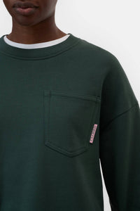 CLOSED Long Sleeve Crewneck Sweatshirt in royal green - women's top - alternate view