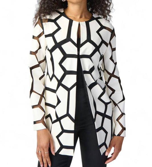 Joseph Ribkoff - LASER-CUT LEATHERETTE ON MESH JACKET