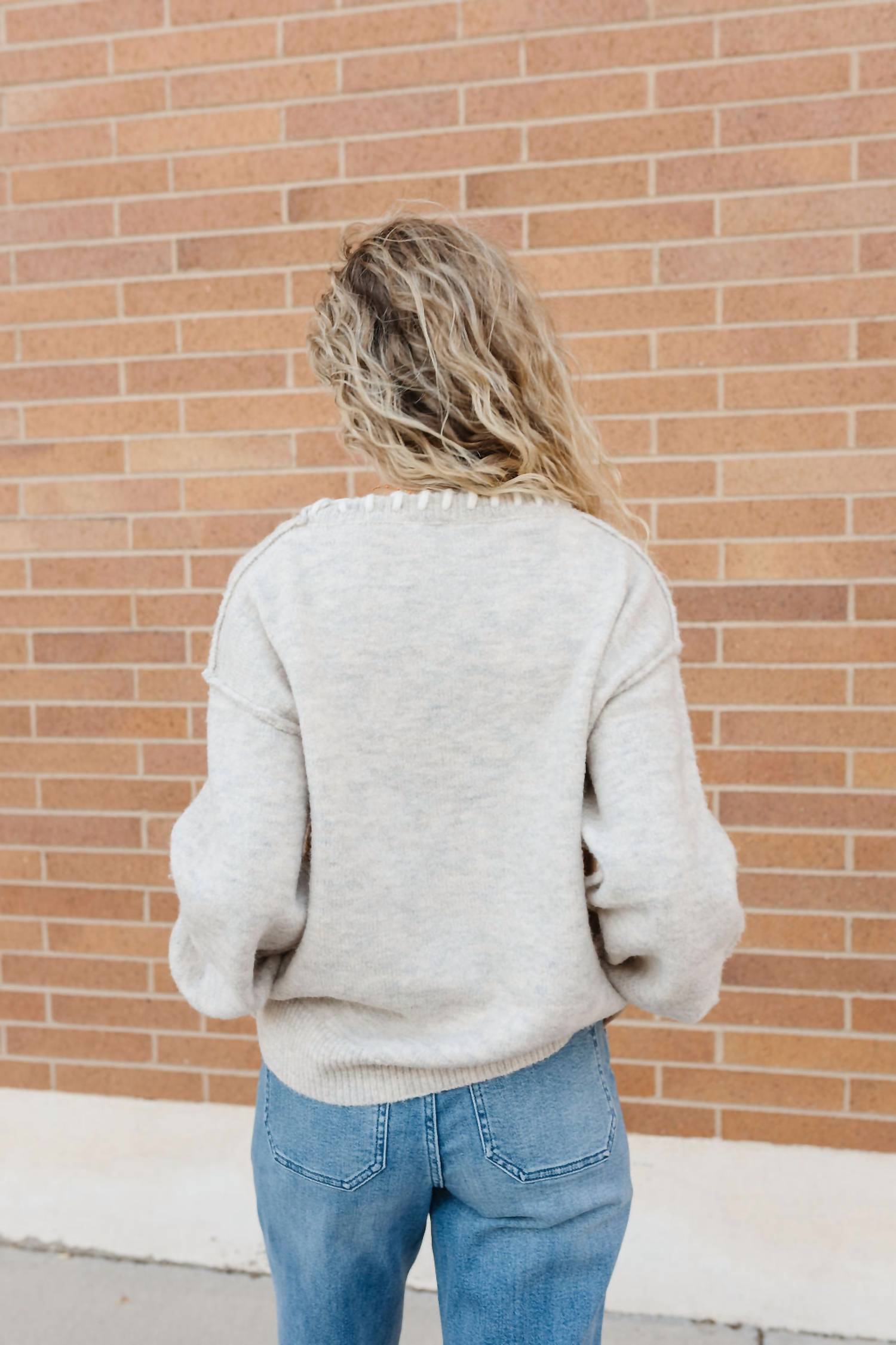 Hayden LA Olga Crew Sweater in beige - women's sweater - alternate view