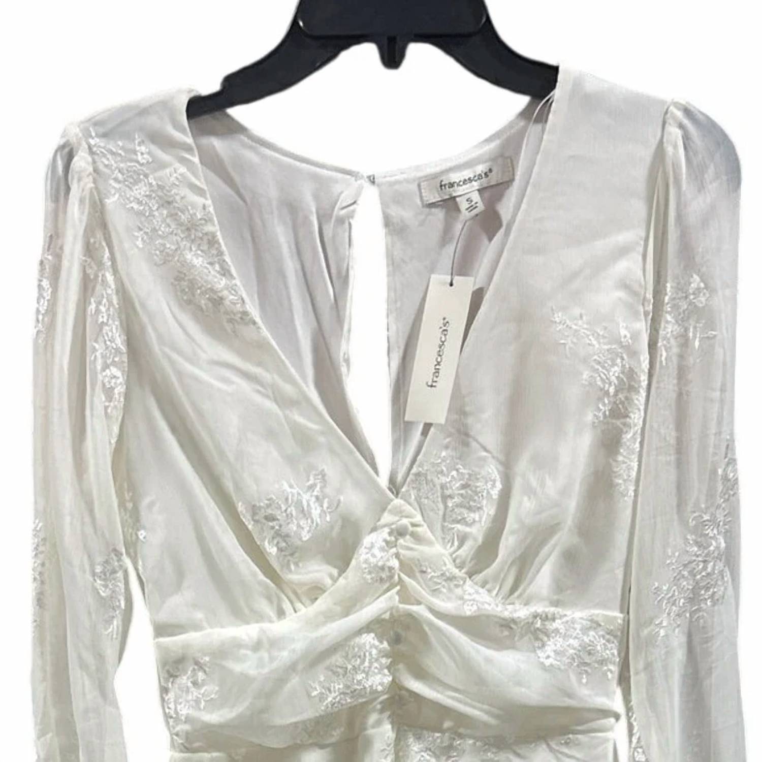 Francesca'S - Women's Lacy Deep V Event Mini Dress