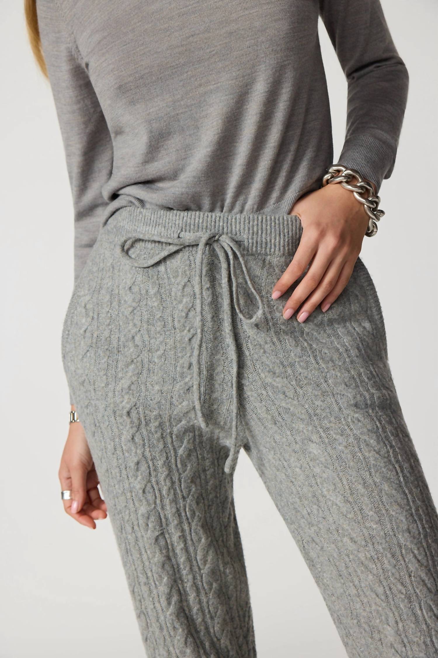 MPG Sport Cable Knit Jogger in heather steel grey - women's pants - view 4
