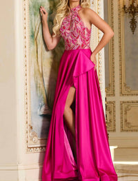 Jovani - Halter Neck A-line Gown