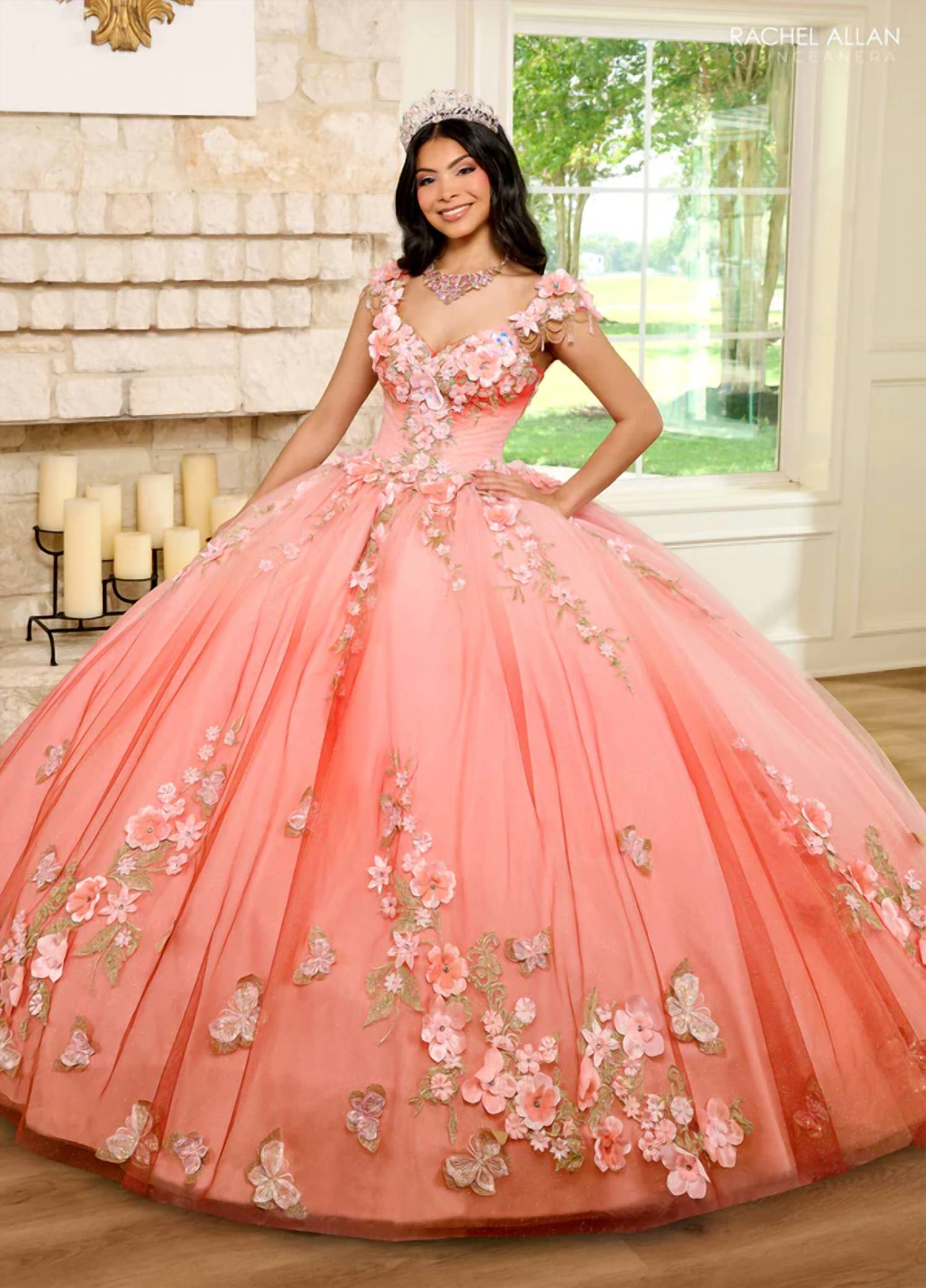 Rachel Allan - Floral Applique Ball Gown