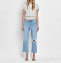 Lovervet - High Rise Straight Leg Distressed Jeans