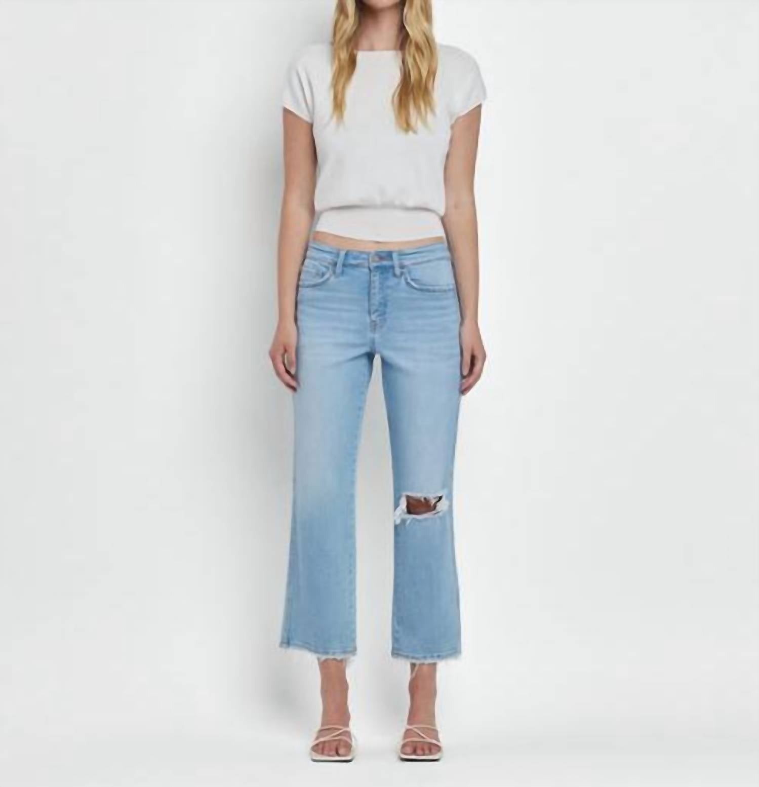 Lovervet - High Rise Straight Leg Distressed Jeans
