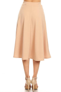 Moa Collection - Women's Solid Basic Casual Midi Skirt